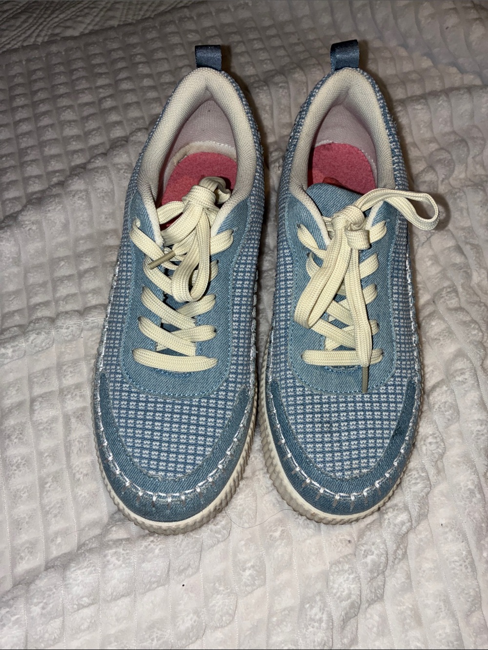 Women’s Light Blue Athletic Sneakers with Cream Laces